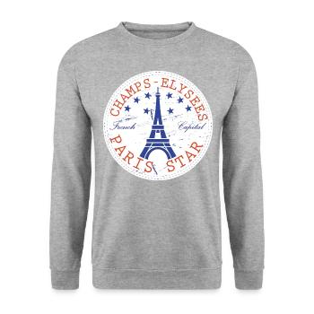 Paris Star Iconic Champs-Elysées Elegancee - Sweat-shirt Unisexe - gris chiné - Devant - Alina (178cm) & Michal (187cm)