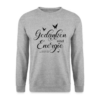 Gedanken sind Energie - Unisex Pullover - Weißgrau meliert - Vorne - Alina (178cm) & Michal (187cm)