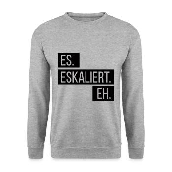 ES ESKALIERT EH ESKALATION PARTY SAUFEN TRINKEN - Unisex Pullover - Weißgrau meliert - Vorne - Alina (178cm) & Michal (187cm)