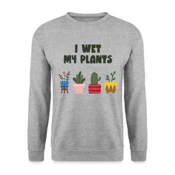 I wet my plants - Unisex Sweatshirt - salt & pepper - Front - Alina (178cm) & Michal (187cm)