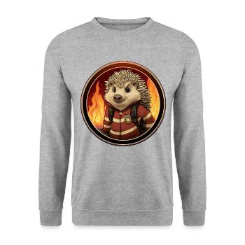 Firefighter Hedgehog - Unisex Sweatshirt - salt & pepper - Front - Alina (178cm) & Michal (187cm)