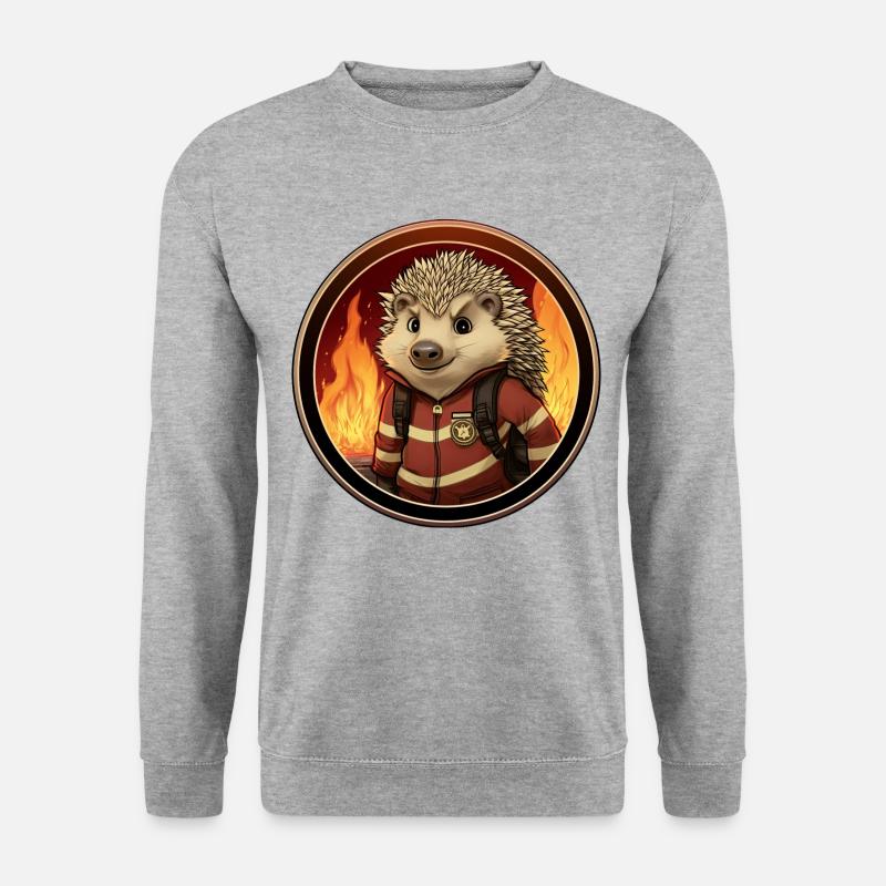 Feuerwehrmann Igel - Unisex Pullover - Weißgrau meliert