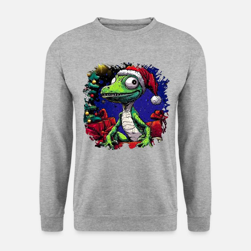 Weihnachten Eidechsen - Unisex Pullover - Weißgrau meliert