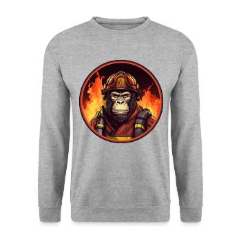 Monkey Fire Brigade - Unisex Sweatshirt - salt & pepper - Front - Alina (178cm) & Michal (187cm)