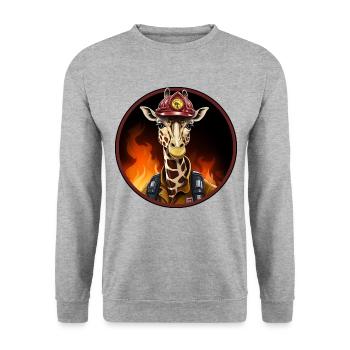 Firefighter Giraffe - Unisex Sweatshirt - salt & pepper - Front - Alina (178cm) & Michal (187cm)