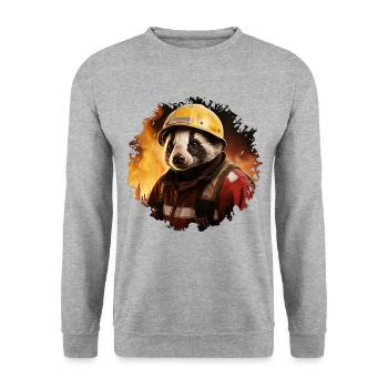 Feuerwehr Dachse - Unisex Pullover - Weißgrau meliert - Vorne - Alina (178cm) & Michal (187cm)
