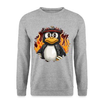 Brigade de pompiers Penguin - Sweat-shirt Unisexe - gris chiné - Devant - Alina (178cm) & Michal (187cm)