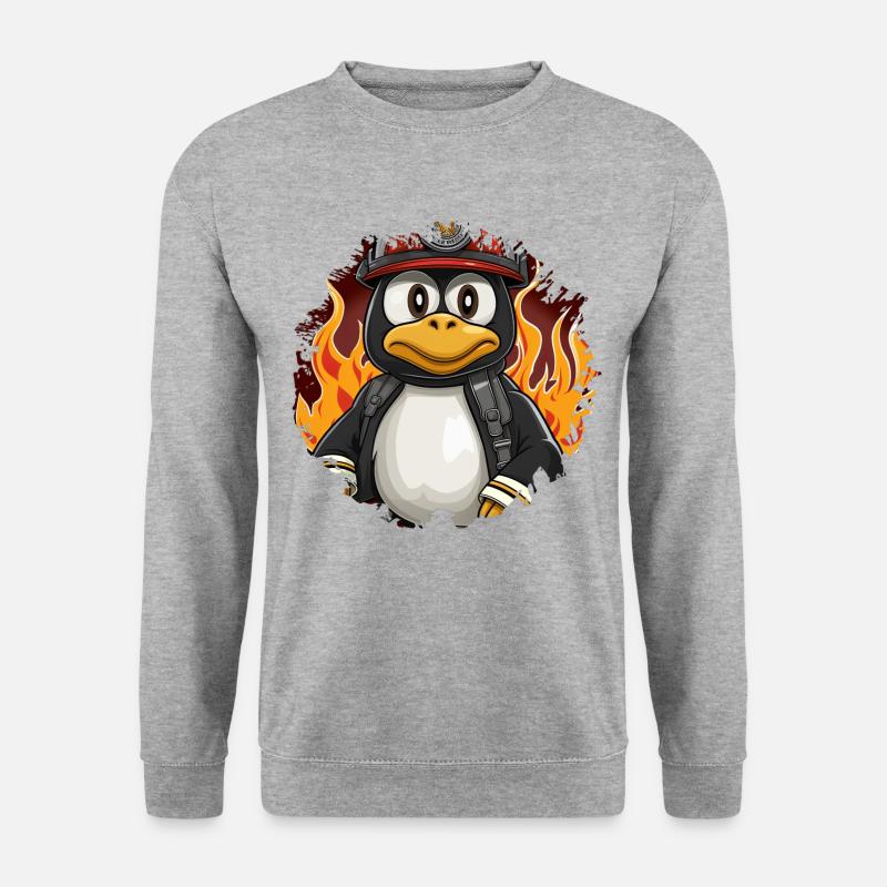 Feuerwehr Pinguin - Unisex Pullover - Weißgrau meliert