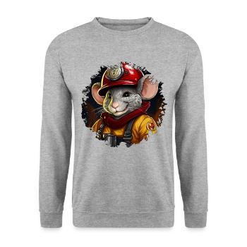 Feuerwehr Maus - Unisex Pullover - Weißgrau meliert - Vorne - Alina (178cm) & Michal (187cm)