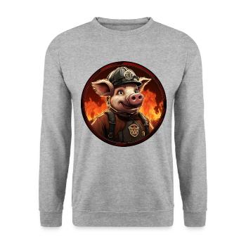 Cochon de pompiers - Sweat-shirt Unisexe - gris chiné - Devant - Alina (178cm) & Michal (187cm)