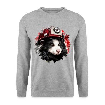 Brigade de pompiers de Skunk - Sweat-shirt Unisexe - gris chiné - Devant - Alina (178cm) & Michal (187cm)