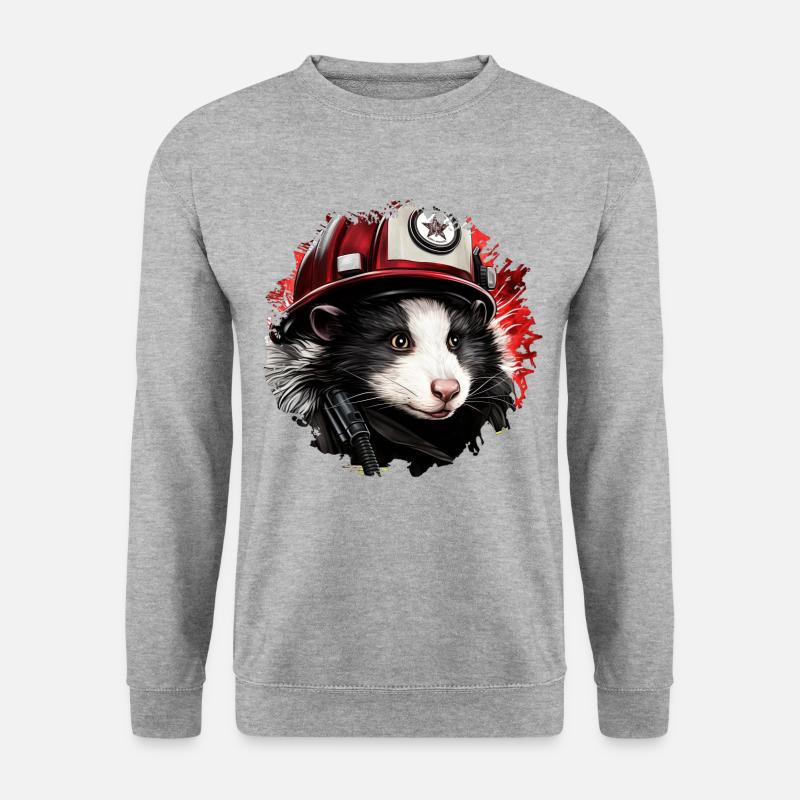 Stinktier Feuerwehr - Unisex Pullover - Weißgrau meliert
