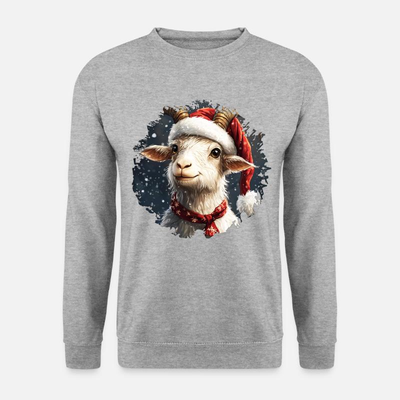 Weihnachten Ziege - Unisex Pullover - Weißgrau meliert