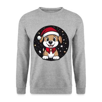 Chien Père Noël - Sweat-shirt Unisexe - gris chiné - Devant - Alina (178cm) & Michal (187cm)
