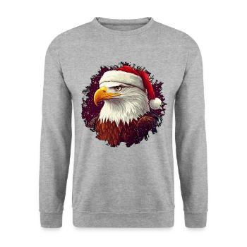 Weihnachten Adler - Unisex Pullover - Weißgrau meliert - Vorne - Alina (178cm) & Michal (187cm)