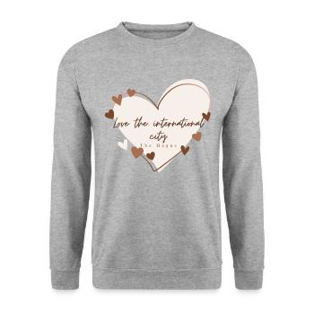 I Love with Heart The Hague - Unisex Sweatshirt - salt & pepper - Front - Alina (178cm) & Michal (187cm)