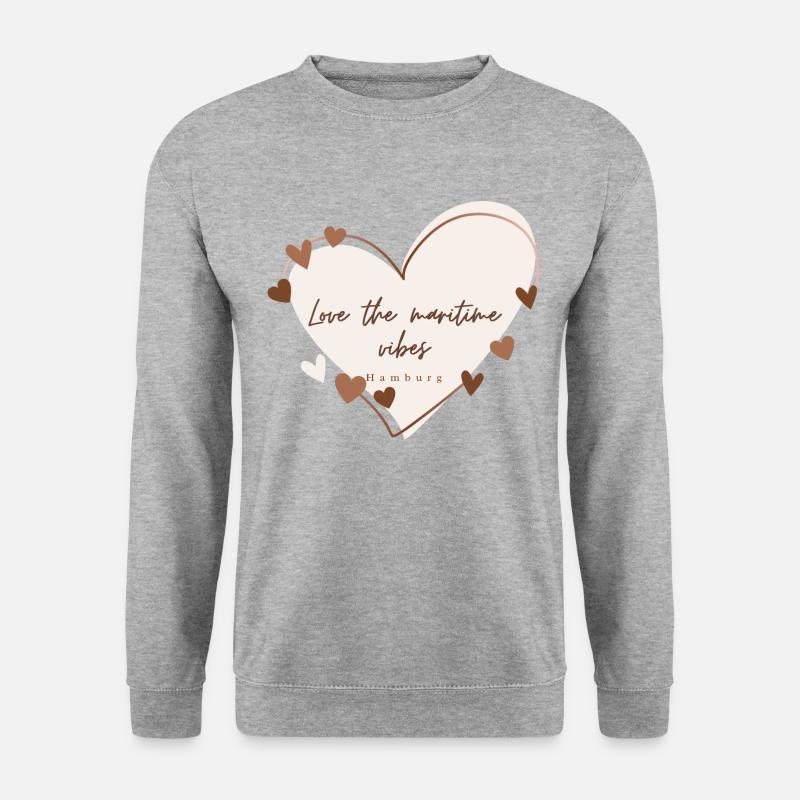 Ich liebe mit Herz Hamburg - Unisex Pullover - Weißgrau meliert
