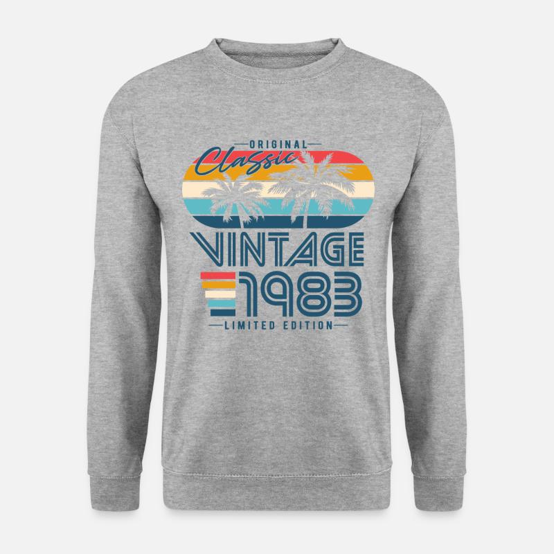 Vintage 1983 Jahrgang Geburtstag Retro Geschenk - Unisex Pullover - Weißgrau meliert