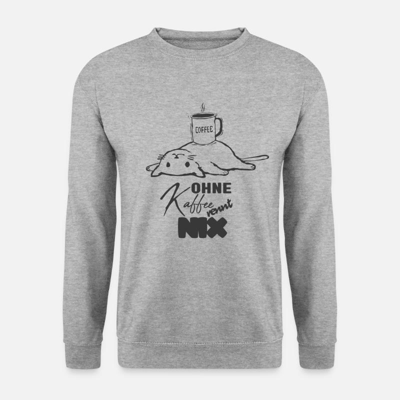 Ohne Kaffee Katze - Unisex Pullover - Weißgrau meliert