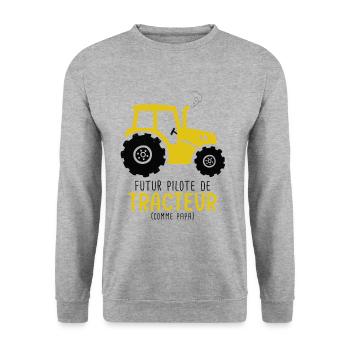 Agriculture futur pilote de tracteur comme papa - Sweat-shirt Unisexe - gris chiné - Devant - Alina (178cm) & Michal (187cm)