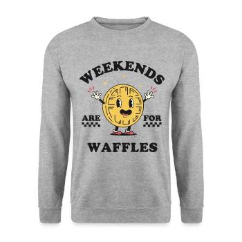 Weekends Are For Waffles - Unisex Sweatshirt - salt & pepper - Front - Alina (178cm) & Michal (187cm)