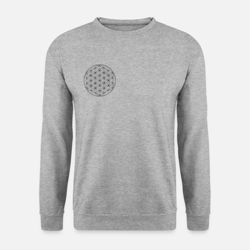 Mandala Nr 11 Lebensblume - Unisex Pullover - Weißgrau meliert