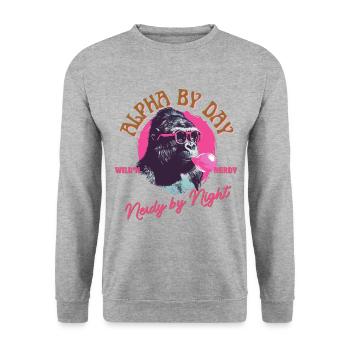 Gorille avec lunettes de soleil et chewing-gum rose - Sweat-shirt Unisexe - gris chiné - Devant - Alina (178cm) & Michal (187cm)