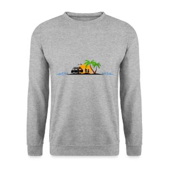 CAMPER BUS VAN Voyage Palmiers Sud - Sweat-shirt Unisexe - gris chiné - Devant - Alina (178cm) & Michal (187cm)
