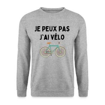 je peux pas j'ai vélo t shirt france top cadeau - Sweat-shirt Unisexe - gris chiné - Devant - Alina (178cm) & Michal (187cm)