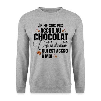 Chocolat Gourmand Choco Cadeau Humour Noël - Sweat-shirt Unisexe - gris chiné - Devant - Alina (178cm) & Michal (187cm)