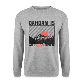 Dahoam is wos Herzal bumpert! - Unisex Pullover - Weißgrau meliert - Vorne - Alina (178cm) & Michal (187cm)