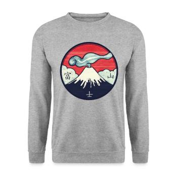 Berg Fuji - Unisex Pullover - Weißgrau meliert - Vorne - Alina (178cm) & Michal (187cm)