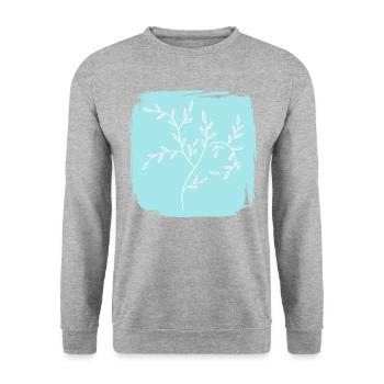 Branches et feuilles sur fond vert menthe - Sweat-shirt Unisexe - gris chiné - Devant - Alina (178cm) & Michal (187cm)