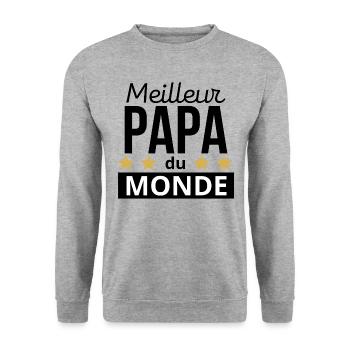 Meilleur papa du monde - Sweat-shirt Unisexe - gris chiné - Devant - Alina (178cm) & Michal (187cm)