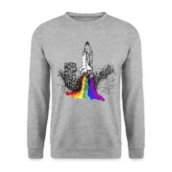 Navette spatiale Spaceship Rocket Astronaut Mission - Sweat-shirt Unisexe - gris chiné - Devant - Alina (178cm) & Michal (187cm)