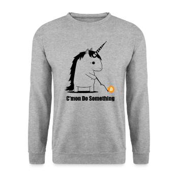 Unicorn Bitcoin Trading Meme Come on Do Something - Unisex Sweatshirt - salt & pepper - Front - Alina (178cm) & Michal (187cm)