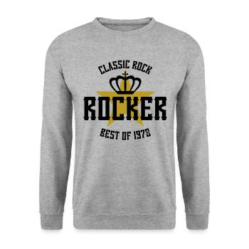 ROCKER STAR BEST OF 1970 - Sweat-shirt Unisexe - gris chiné - Devant - Alina (178cm) & Michal (187cm)