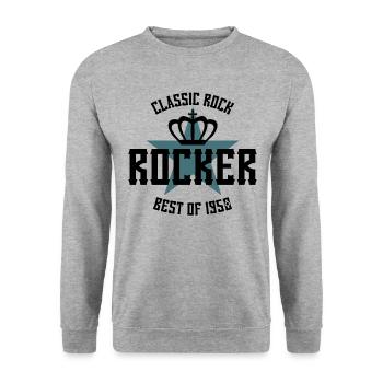 ROCKER STAR BEST OF 1950 - Sweat-shirt Unisexe - gris chiné - Devant - Alina (178cm) & Michal (187cm)