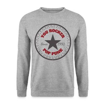 DU ROCKER POP PUNK - Unisex Pullover - Weißgrau meliert - Vorne - Alina (178cm) & Michal (187cm)