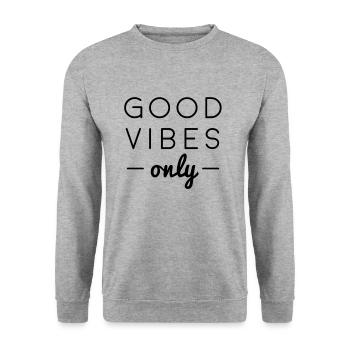 GOOD VIBES ONLY - Unisex Sweatshirt - salt & pepper - Front - Alina (178cm) & Michal (187cm)