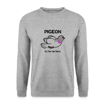 Pigeon - Sweat-shirt Unisexe - gris chiné - Devant - Alina (178cm) & Michal (187cm)