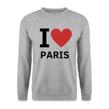 i love paris - Sweat-shirt Unisexe - gris chiné - Devant - Alina (178cm) & Michal (187cm)