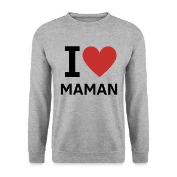 Ich liebe Mama - Unisex Pullover - Weißgrau meliert - Vorne - Alina (178cm) & Michal (187cm)