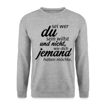 Sei wer du sein willst - Unisex Pullover - Weißgrau meliert - Vorne - Alina (178cm) & Michal (187cm)