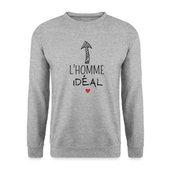 L'Homme Idéal coeur - Sweat-shirt Unisexe - gris chiné - Devant - Alina (178cm) & Michal (187cm)