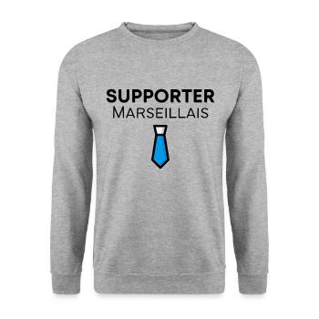 Cravate Supporter Marseillais - Sweat-shirt Unisexe - gris chiné - Devant - Alina (178cm) & Michal (187cm)