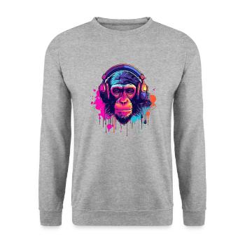 Monkey Beats - Unisex Pullover - Weißgrau meliert - Vorne - Alina (178cm) & Michal (187cm)