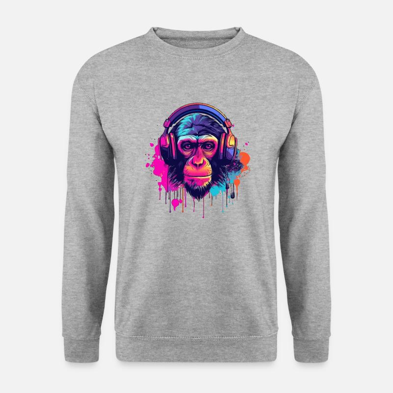Monkey Beats - Unisex Pullover - Weißgrau meliert