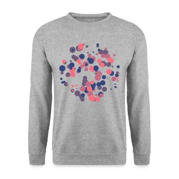 Abstrakte Kreise Muster - Unisex Pullover - Weißgrau meliert - Vorne - Alina (178cm) & Michal (187cm)
