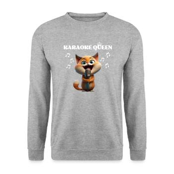 Karaoke Queen Singing Funny Cats Motif - Unisex Sweatshirt - salt & pepper - Front - Alina (178cm) & Michal (187cm)